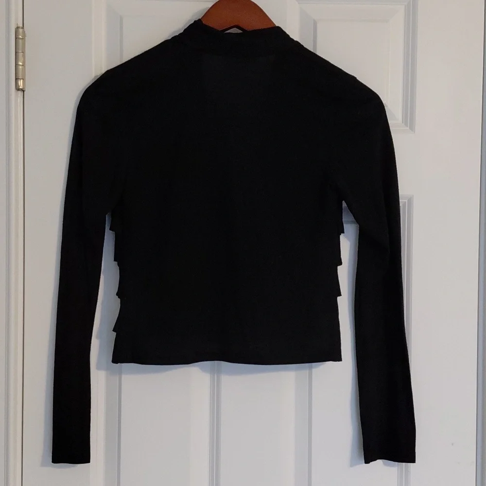 Black Ruffle Open-Front Cardigan, Derek Heart, Size M